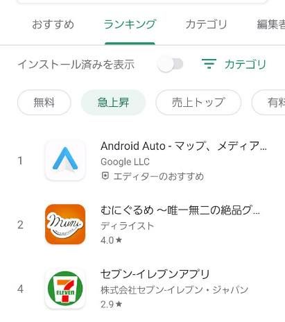 Google Play Storeのおすすめ・ランキング機能の使い方