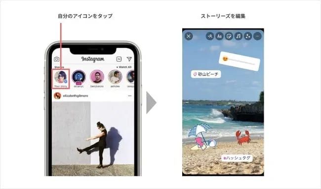 Instagramアプリのストーリーズの使い方